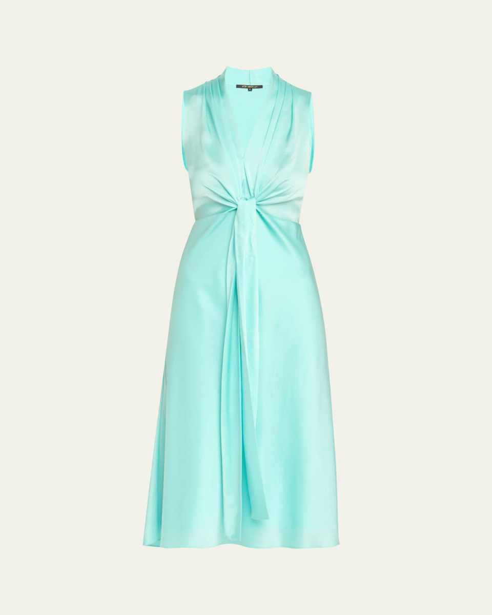 Jane Sleeveless Crossover Sateen Midi Dress